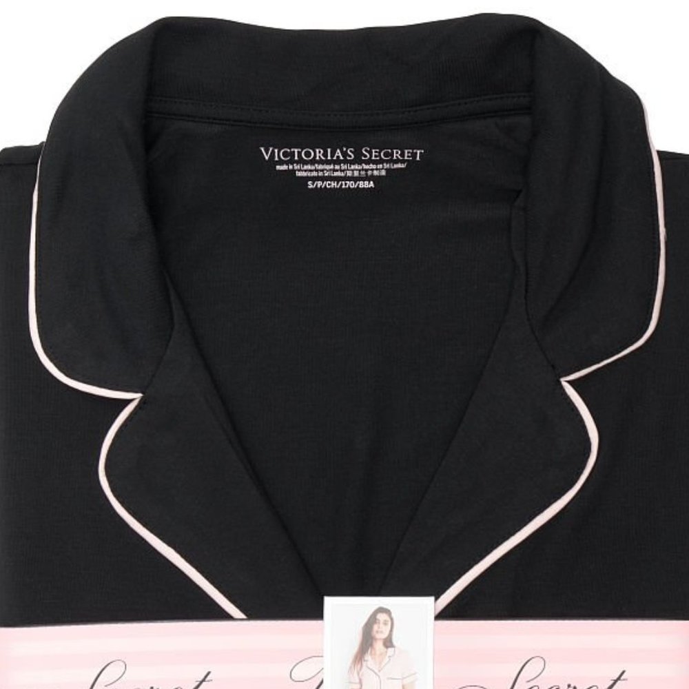 VS XXL Modal Short PJ Set Black with Piping Softest PJs Ever! NWT - Picture 12 of 13